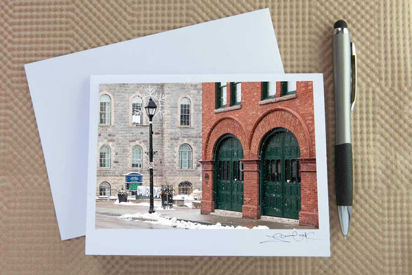 Christmas card pack of Cambridge Ontario ( Galt) by Laura Cook / Vision Photography features a photo of the CFD museum and historic City Hall, Galt, Cambridge Ontario 