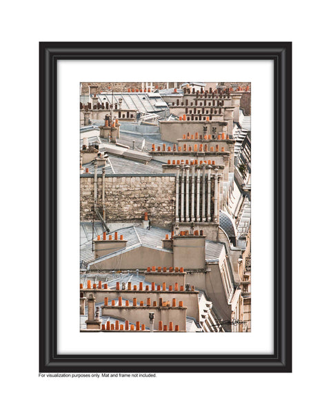 art print of Paris chimneys ariel view