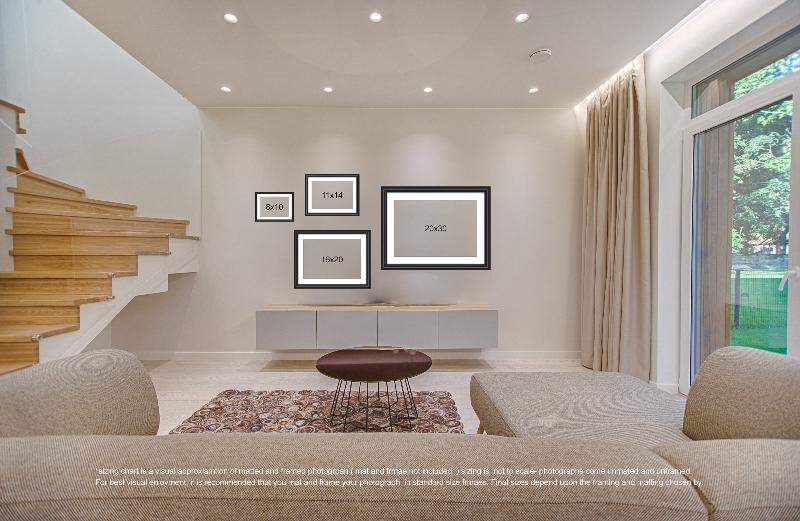 sizing chart for matted and framed photographs to visualize space they fill