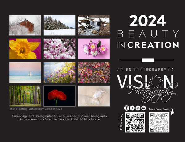 back cover of the 2024 beauty in creation calendar