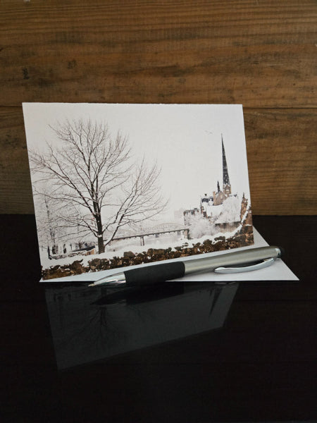 Christmas greeting card of Cambridge winter scene 'Hush' created by laura cook of vision photography 