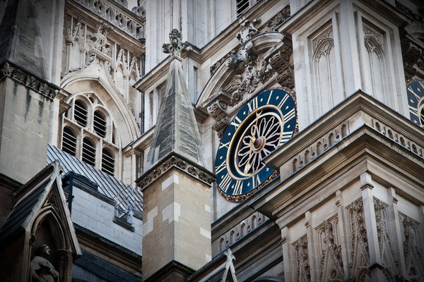 westminster abbey clock tower and historic arcchitecture  photography prints by Laura Cook