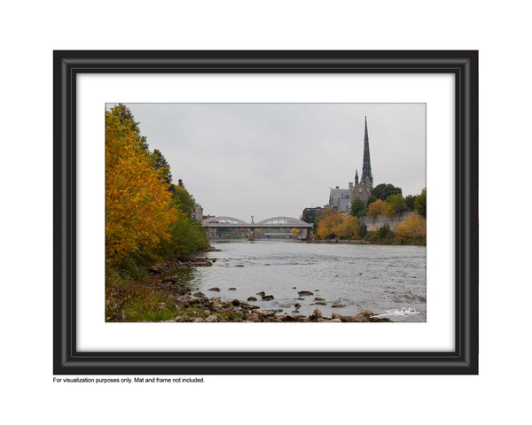 Beautiful Grand River Flowing Through Galt Cambridge on a Fall Day Photo by Cambridge Ontario Photographer Laura Cook of Vision Photography