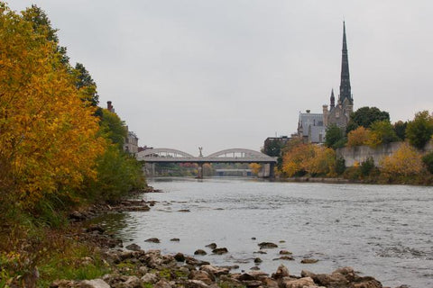 Beautiful Grand River Flowing Through Galt Cambridge on a Fall Day Photo by Cambridge Ontario Photographer Laura Cook of Vision Photography