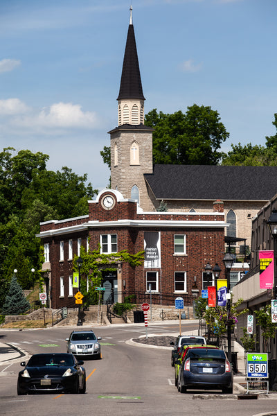 Photo of Hespeler Village Queen Street, old post office, now fashion history museum by Laura Cook of Vision Photography