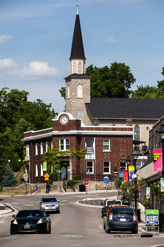 Photo of Hespeler Village Queen Street, old post office, now fashion history museum by Laura Cook of Vision Photography