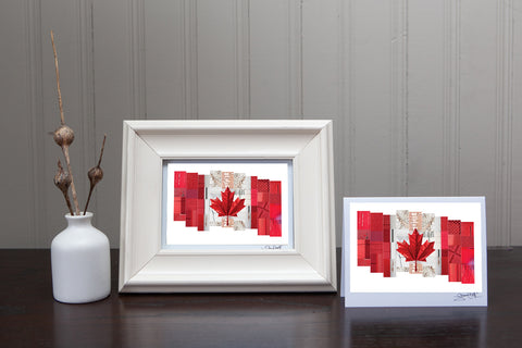 Greeting card featuring Canada Eh, Abstract photo montage of the Canadian Flag Photo by Cambridge Ontario Photographer Laura Cook of Vision Photography