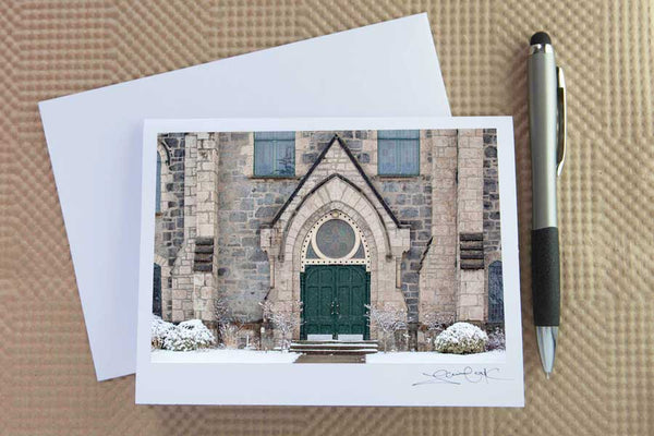 Christmas card pack of Cambridge Ontario ( Galt) by Laura Cook / Vision Photography features a photo of Historic Wesley Church in Cambridge