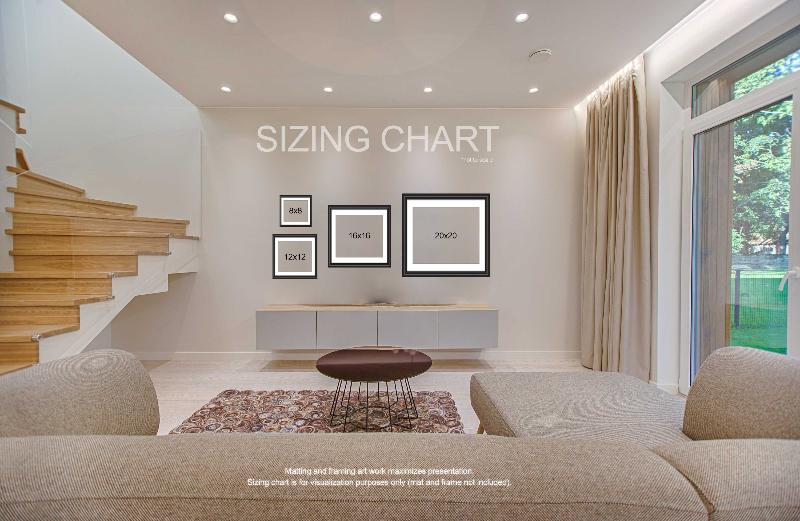 sizing chart for matted and framed photographs to visualize space they fill  